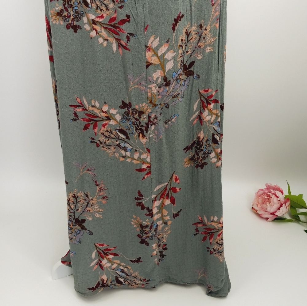 Lulu's Maxi Dress Size S Seafoam Green Floral Print Surplice Front Wrap Skirt - Picture 8 of 15